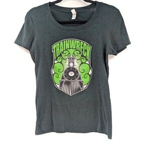 Stash-Tags Dark Green Trainwreck Smoke Graphic Round Neck  T-Shirt Size Medium